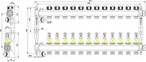 Группа коллекторная с расходомерами 12 отводов 1&quot;нг x ¾&quot;ек TECEfloor SLQ 77310012, 2