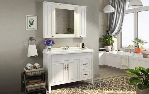 Шкаф-зеркало Comforty Палермо 120 белый 00004142365CF