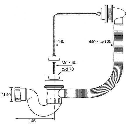 Слив-перелив для ванны Mc Alpine хром MRB5
