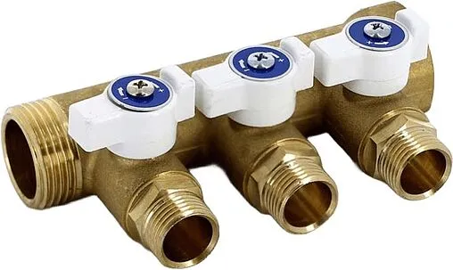 Коллектор запорный проходной 3 отвода 1&quot;в/н x ½&quot;н Uni-fitt 424G4230