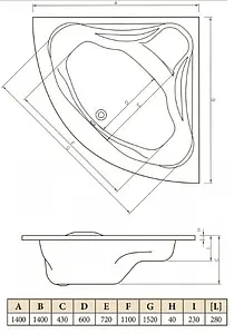 Ванна акриловая C-bath Aurora 140x140 CBS001003 Ванна акриловая C-bath Aurora 140x140 CBS001003, 2