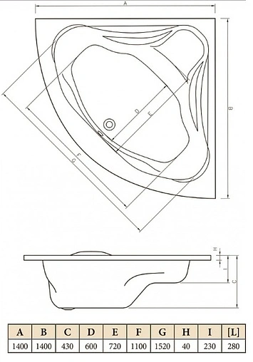 Ванна акриловая C-bath Aurora 140x140 CBS001003