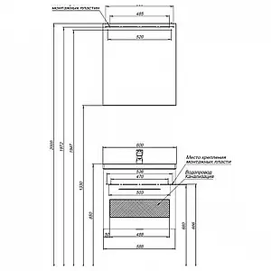 Тумба под умывальник подвесная Aquanet Порто 60 белый 00195730, 3