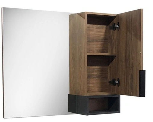 Шкаф-зеркало Comforty Штутгарт 90 R дуб тёмно-коричневый/чёрный 00004151038CF