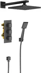 Душевая система с термостатом для душа Timo Tetra-thermo чёрный матовый SX-0179/03SM Душевая система с термостатом для душа Timo Tetra-thermo чёрный матовый SX-0179/03SM, 1