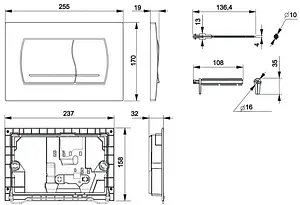 Клавиша смыва для унитаза Roca Active 52B 8901150B1 хром глянцевый Клавиша смыва для унитаза Roca Active 52B 8901150B1 хром глянцевый, 2
