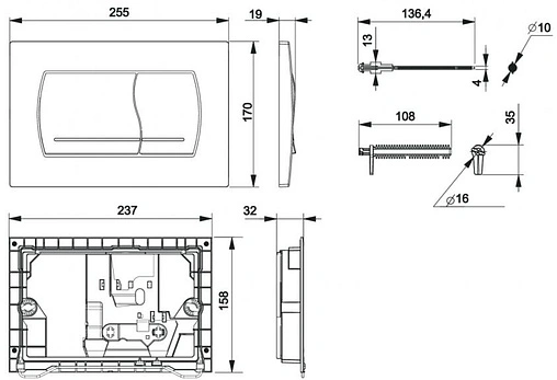 Клавиша смыва для унитаза Roca Active 52B 8901150B1 хром глянцевый