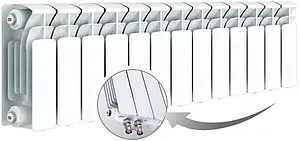 Радиатор биметаллический 13 секции нижнее правое подключение Rifar Base Ventil 200 RBVR20013 Радиатор биметаллический 13 секции нижнее правое подключение Rifar Base Ventil 200 RBVR20013, 1