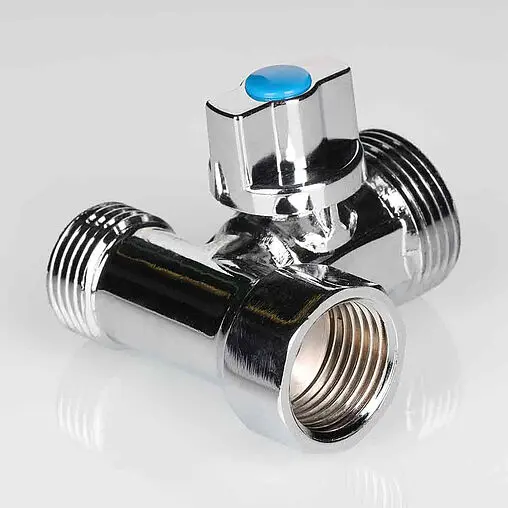 Кран шаровый трехпроходной ½"н x ¾"н x ½"в хром Valtec VT.256.N.04 Кран шаровый трехпроходной ½"н x ¾"н x ½"в хром Valtec VT.256.N.04