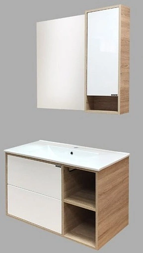 Тумба-умывальник подвесная Comforty Гамбург 90 белый/дуб сонома 00004142225CF