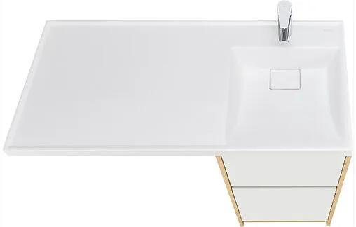 Тумба-умывальник напольная над стиральной машиной Aquaton Лондри 105 R дуб сантана/белый 1A2670K2LH0C0+