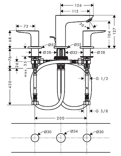 Смеситель для раковины Hansgrohe Talis E 150 полированное золото 71733990