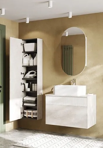 Тумба-умывальник подвесная Aquaton Марбл 80 слэйт/белый матовый 1A2762K1MH4C0