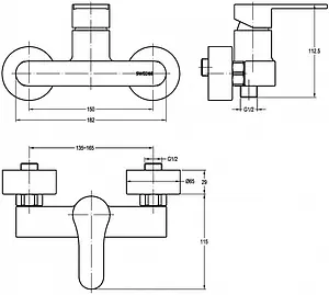 Смеситель для душа Swedbe Atlas хром 2120 Смеситель для душа Swedbe Atlas хром 2120, 2