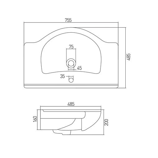 Раковина Santek Аквалайн 75 белый 1WH110237