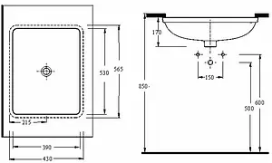 Раковина beWash Balaton 56 белый 91561001 Раковина beWash Balaton 56 белый 91561001, 2