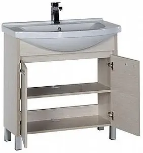 Тумба-умывальник напольная Aquanet Донна 80 дуб белый 00169042+00168864, 5