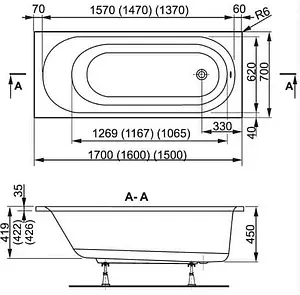 Ванна акриловая Vagnerplast Kasandra 150x70 VPBA157KAS2X-04, 2