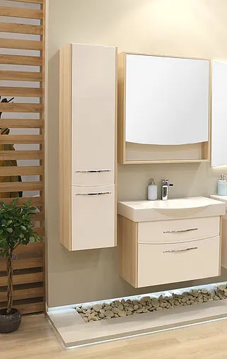 Шкаф-пенал подвесной Aquaton Инфинити 35 L белый/ясень коимбро 1A192303IFSCL