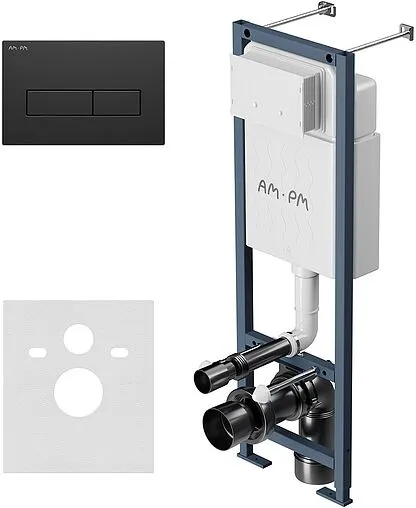 Инсталляция для подвесного унитаза Set 4 в 1 Am.Pm ErgoFit I012711.0338 с кнопкой черный матовый