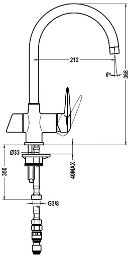 Смеситель для кухни с подключением к фильтру Teka OS 200 хром 182000200