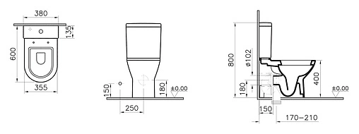 Унитаз-компакт VitrA Diana белый 9815B003-7201