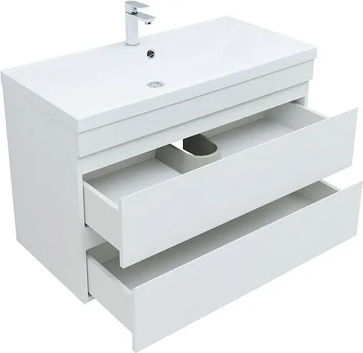 Тумба под умывальник подвесная Aquanet Нота New 100 белый глянец 00335420