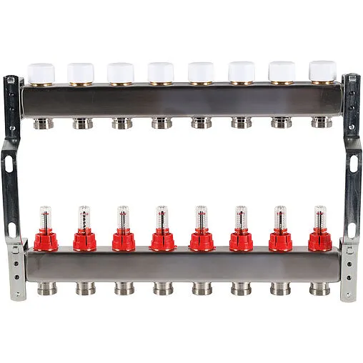 Группа коллекторная с расходомерами 8 отводов 1&quot;в/в x ¾&quot;ек Rommer RMS-1200-000008