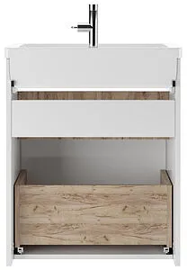 Тумба под умывальник подвесной Домино Fortuna 60 белый/дуб вотан DF3103T, 5
