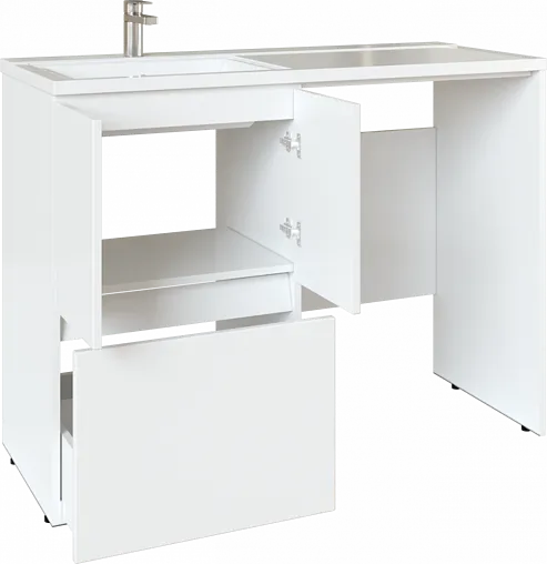 Тумба под умывальник напольная над стиральной машиной Айсберг Норма 120 белый DA1627T