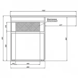 Тумба-умывальник напольная над стиральной машиной Aquanet Токио 130 R белый 00239291+00235502, 3