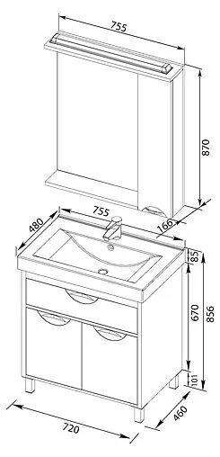 Шкаф-зеркало Aquanet Гретта 75 R белый 00176899