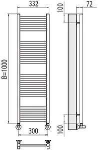 Полотенцесушитель водяной лесенка Terminus Аврора П20 300х1000 полированная сталь 4670078529329, 2