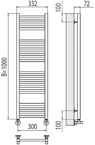 Полотенцесушитель водяной лесенка Terminus Аврора П20 300х1000 полированная сталь 4670078529329
