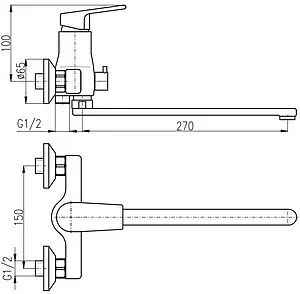 Смеситель для ванны с длинным изливом Rav Slezak Colorado хром CO153.5 Смеситель для ванны с длинным изливом Rav Slezak Colorado хром CO153.5, 2