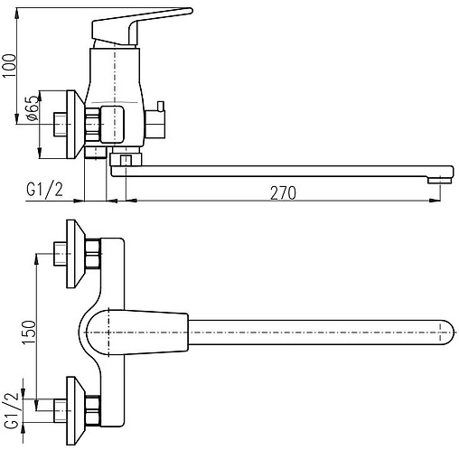Смеситель для ванны с длинным изливом Rav Slezak Colorado хром CO153.5