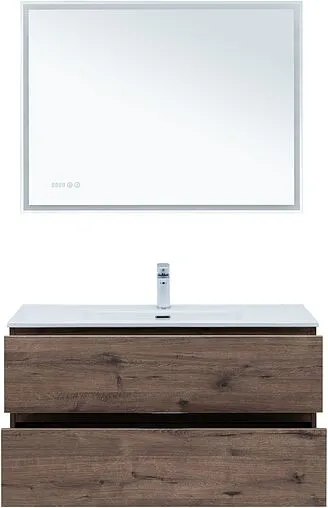 Тумба-умывальник подвесная Aquanet Алвита New 100 дуб веллингтон/табак 00334188+00254365