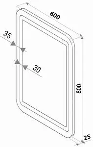 Зеркало с подсветкой Continent Lucia Led 60x80 с часами, с подогревом белый ЗЛП912 Зеркало с подсветкой Continent Lucia Led 60x80 с часами, с подогревом белый ЗЛП912, 2