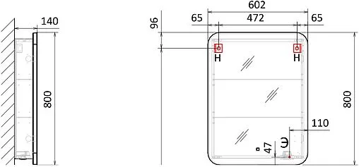 Шкаф-зеркало Jorno Modul 60 R белый Mol.03.60/P/W/JR