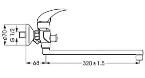 Смеситель для ванны с длинным изливом Vidima Orion хром BA005AA Смеситель для ванны с длинным изливом Vidima Orion хром BA005AA, 2