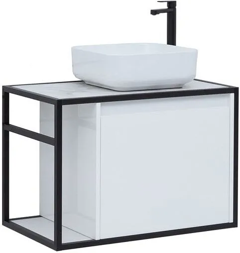 Тумба-умывальник подвесная Aquanet Nova Lite LOFT 75 R белый глянец 00261649+