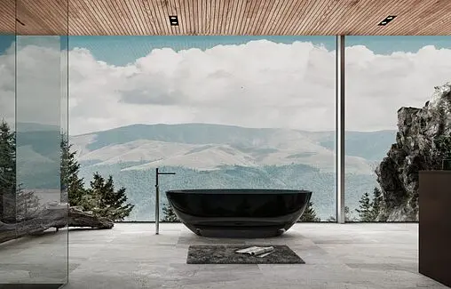 Ванна отдельностоящая прозрачная Abber Kristall 180x85 AT9702Onyx