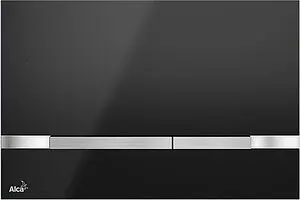 Клавиша смыва для унитаза AlcaPlast FLAT STRIPE-BLACK кнопки/сатин, панель/черный глянцевый Клавиша смыва для унитаза AlcaPlast FLAT STRIPE-BLACK кнопки/сатин, панель/черный глянцевый, 1