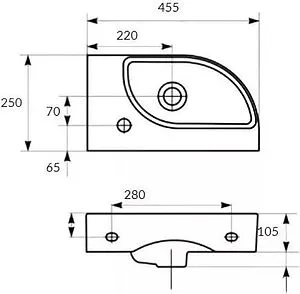 Раковина Cersanit Cameo 45 R белый S-UM-CAM45/1-w, 2