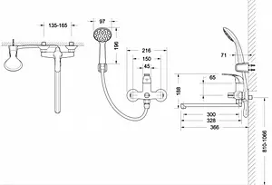 Смеситель для ванны с длинным изливом Bravat Fit хром F6135188CP-LB-RUS, 2