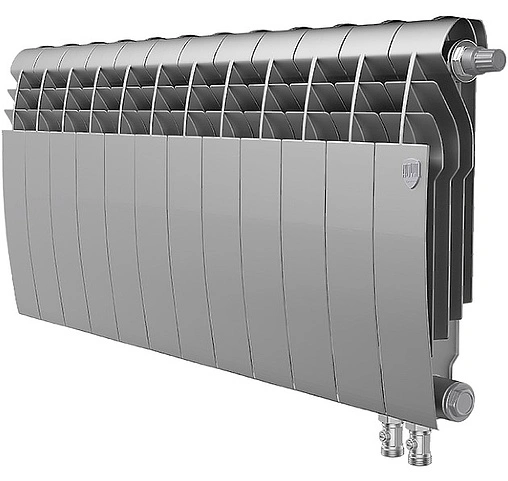 Радиатор биметаллический 12 секций нижнее правое подключение Royal Thermo BiLiner VD 350 Silver Satin RTBSSVDR35012