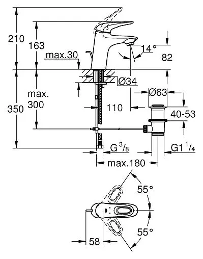 Смеситель для раковины Grohe Eurostyle New белый 33558LS3 Смеситель для раковины Grohe Eurostyle New белый 33558LS3