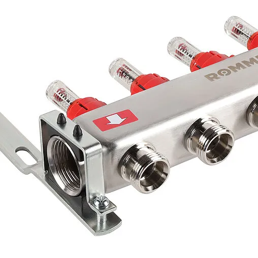 Группа коллекторная с расходомерами 4 отвода 1&quot;в/в x ¾&quot;ек Rommer RMS-1201-000004
