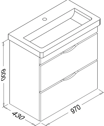 Тумба-умывальник подвесная ISVEA Neo 100 белый 21NGS311100E Тумба-умывальник подвесная ISVEA Neo 100 белый 21NGS311100E