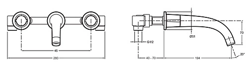 Смеситель для раковины из стены Jacob Delafon Elevation хром E18872-CP